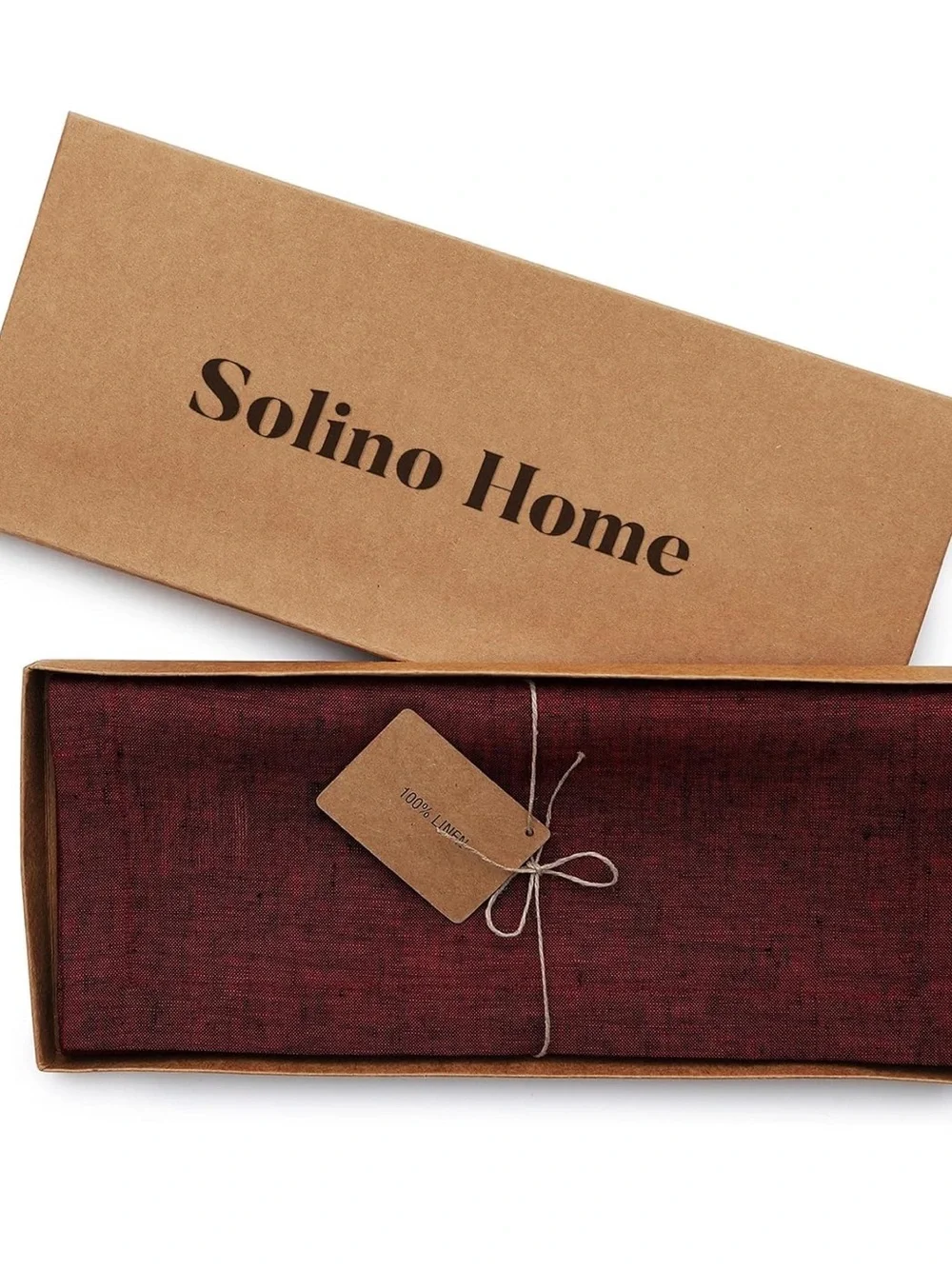 Solino Home 100% Pure Linen Table Runner 14x36 Athena Red Garnet New